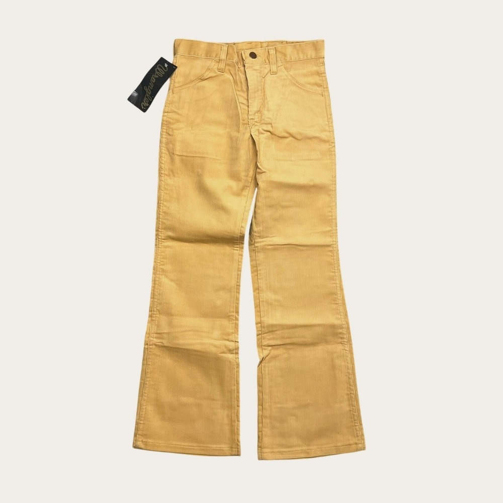 Vintage 70s Wrangler‎ Corduroy Pants Mustard Yellow Boot Flare Student 27x28 USA
